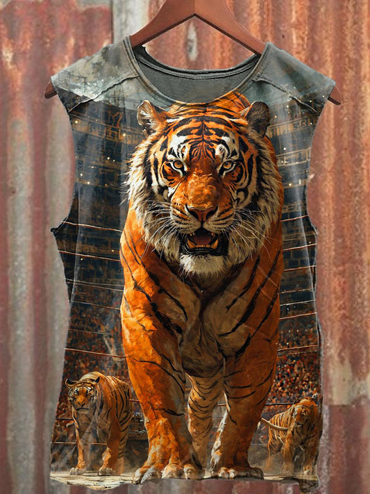 Men's Casual Tiger Printed Tank Top