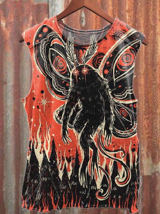 Retro Graffiti Print Loose Casual Tank Top
