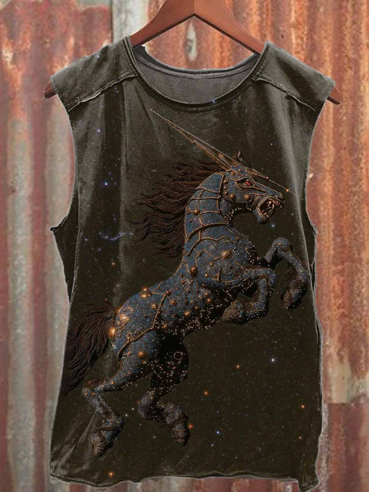 Retro Print Loose Casual Tank Top