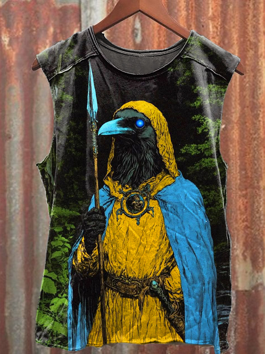 Men's Casual Crow Guard Printed Tank Top