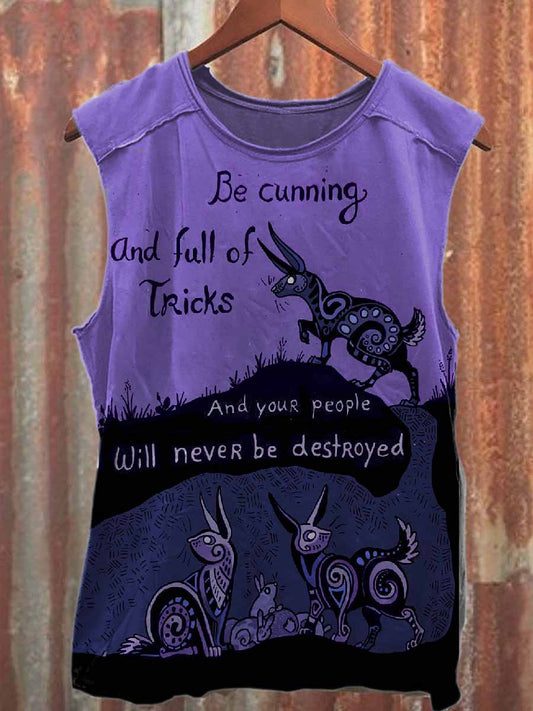 Retro Graffiti Print Loose Casual Tank Top