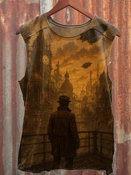 Future Space Printed Loose Casual Tank Top