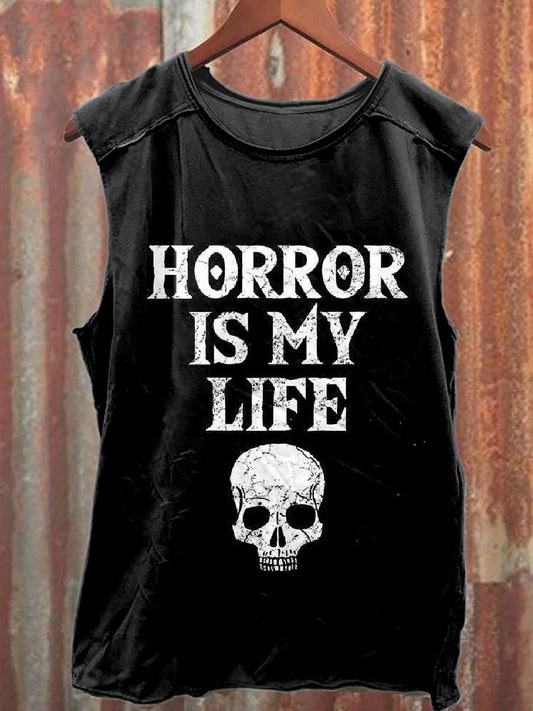 Retro Graffiti Print Loose Casual Tank Top