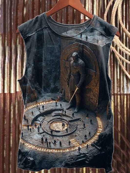 Future Space Printed Loose Casual Tank Top