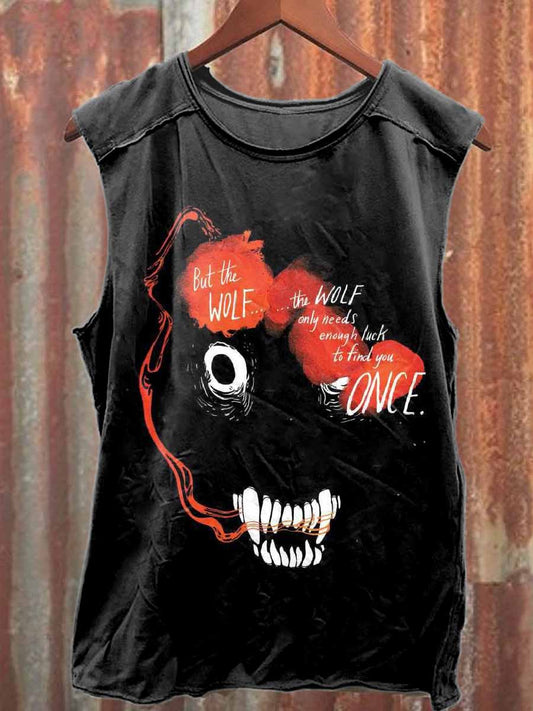 Retro Graffiti Print Loose Casual Tank Top
