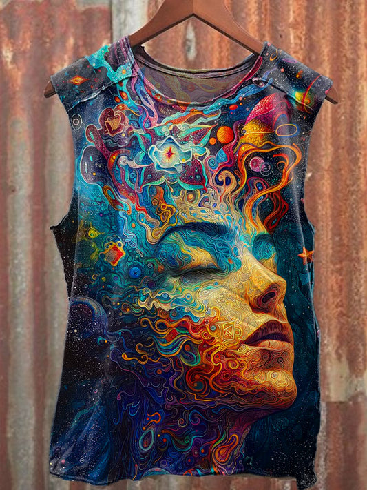 Men's Casual Color Portrait Printed Tank Top