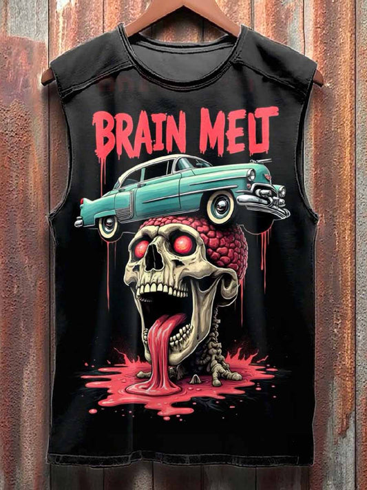 Retro Dark Graffiti Print Casual Cotton Tank Top