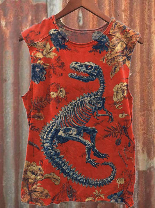 Retro Graffiti Print Casual Cotton Tank Top