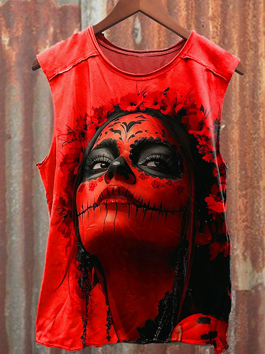 Men's Casual Corpse Bride  Printed Tank Top