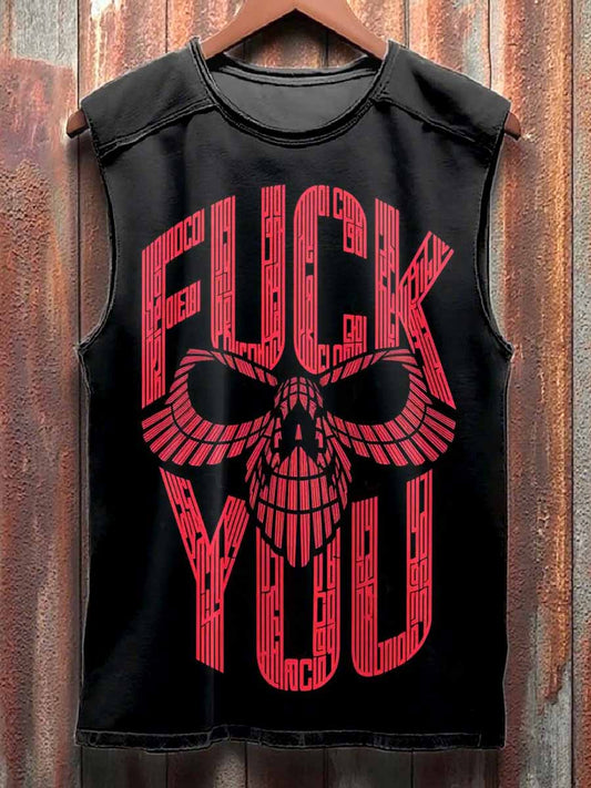 Retro Graffiti Print Casual Cotton Tank Top
