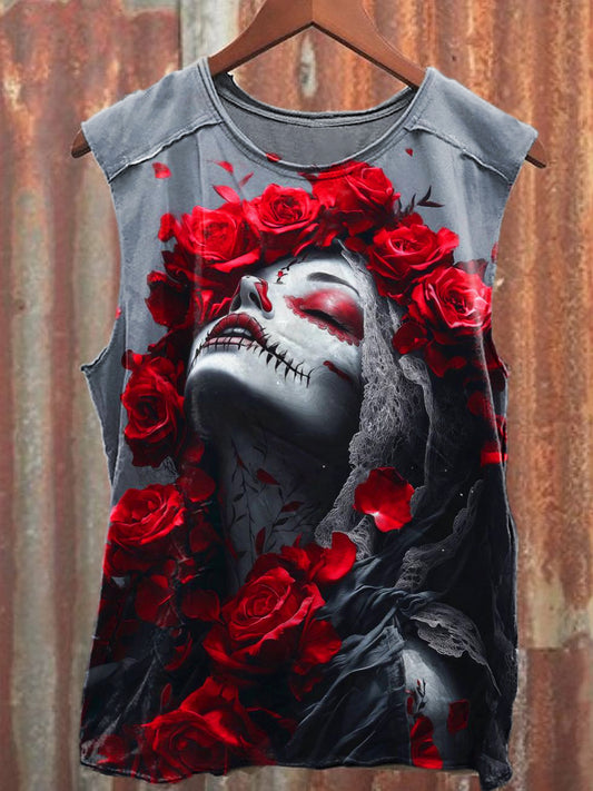 Men's Casual Corpse Bride  Printed Tank Top