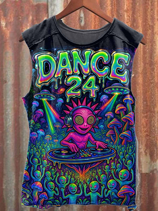 Retro Graffiti Print Casual Cotton Tank Top