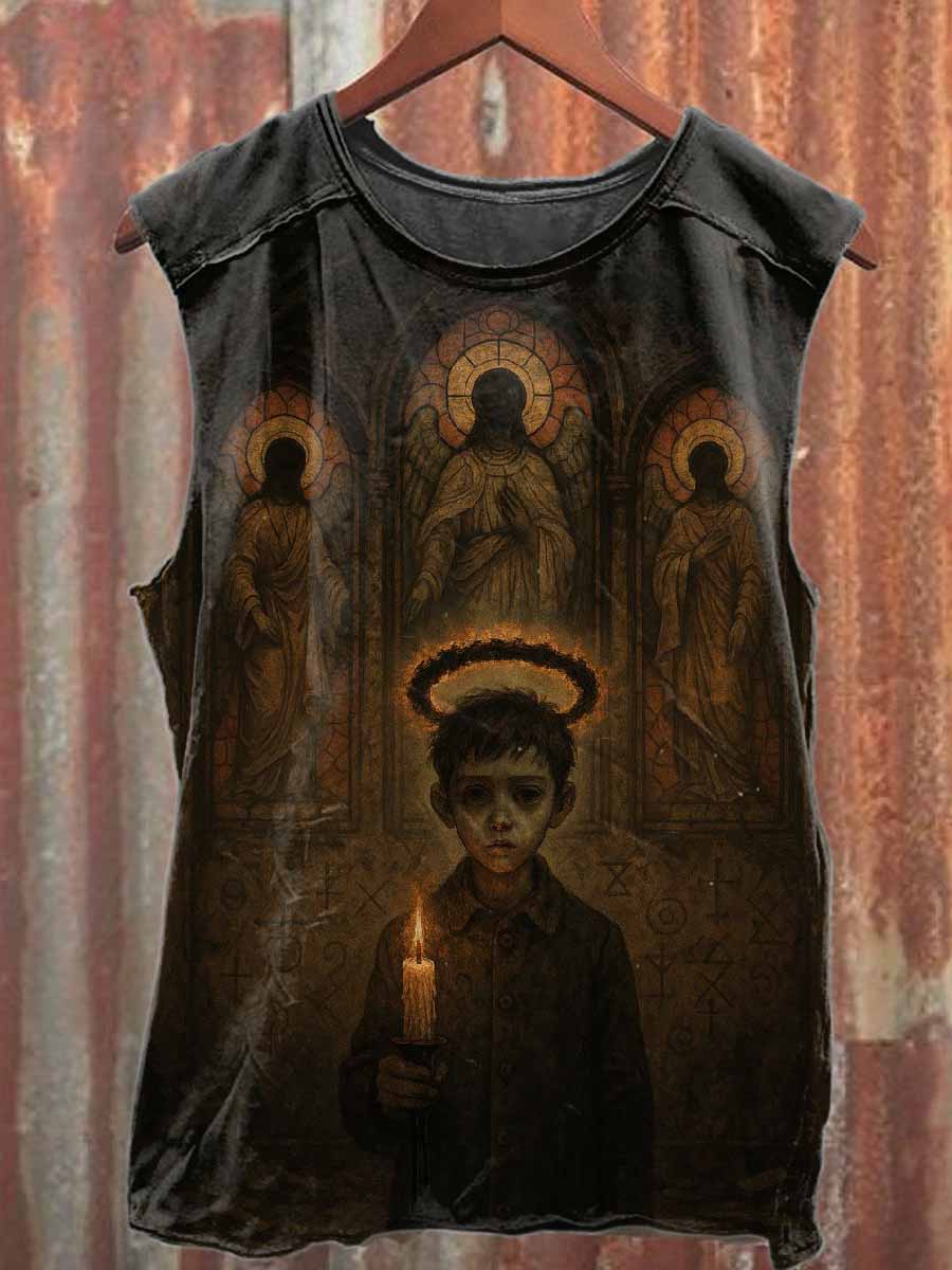 Retro Graffiti Print Casual Cotton Tank Top