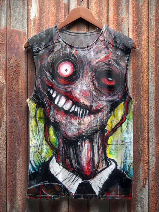 Retro Dark Graffiti Print Casual Cotton Tank Top