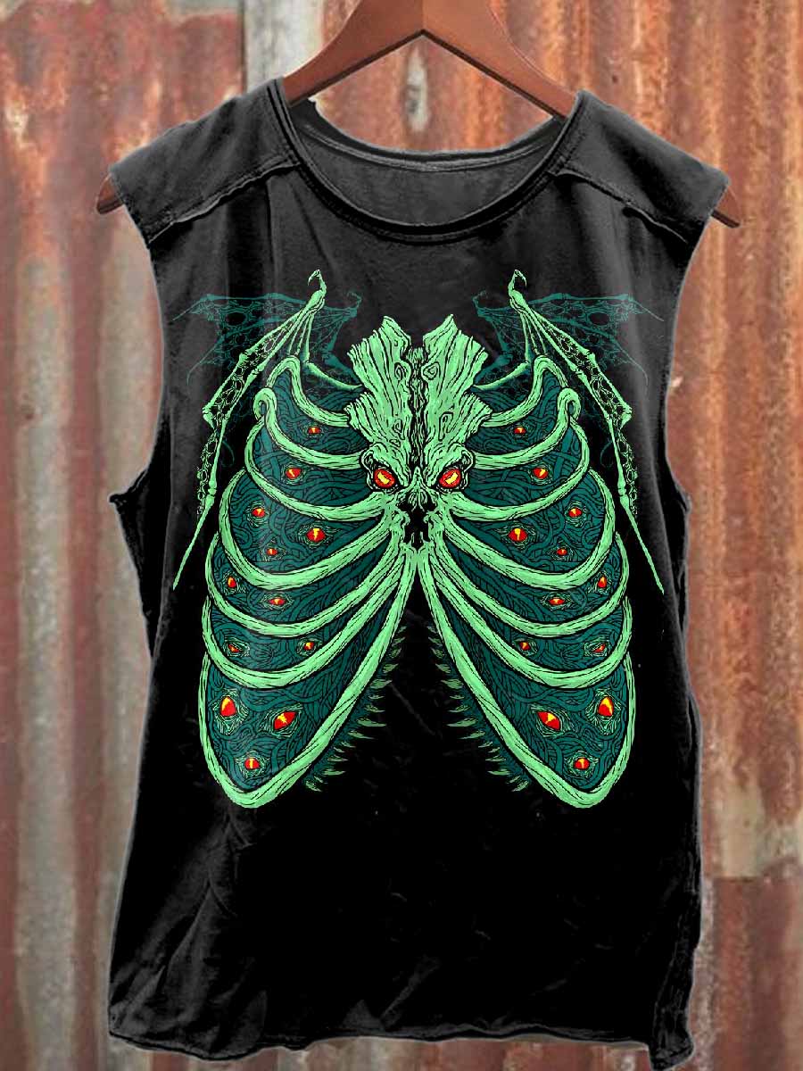 Vintage Printed Casual Cotton Tank Top
