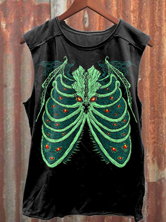 Vintage Printed Casual Cotton Tank Top