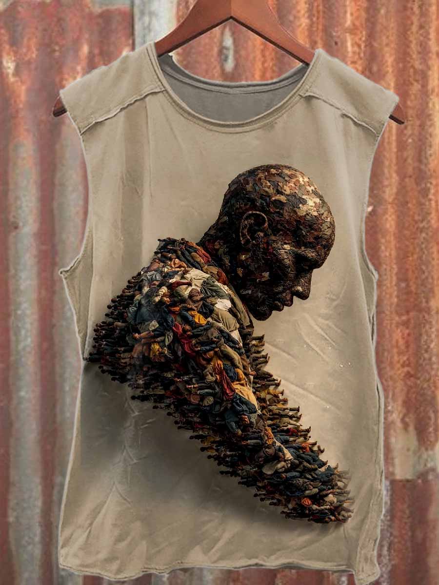 Retro Graffiti Art Print Casual Cotton Tank Top
