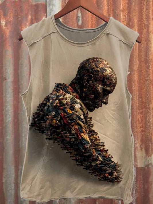 Retro Graffiti Art Print Casual Cotton Tank Top