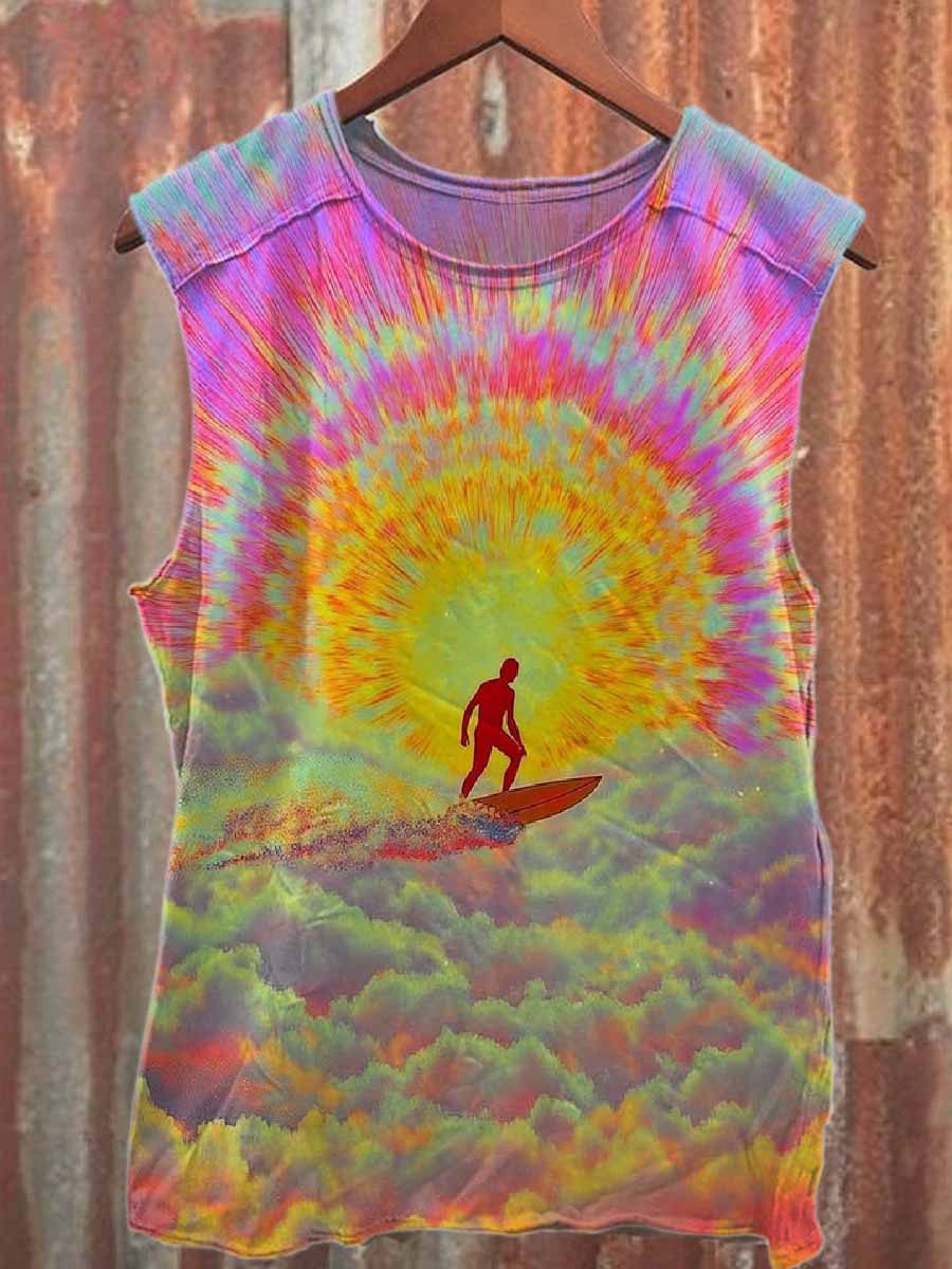 Retro Graffiti Print Casual Cotton Tank Top