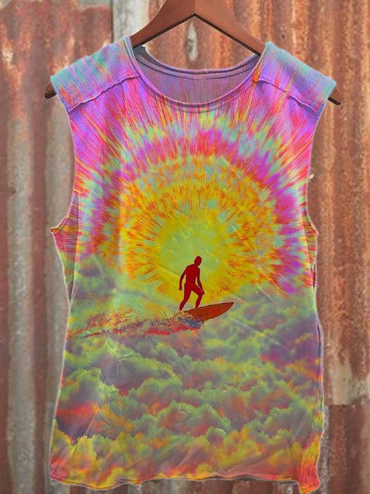 Retro Graffiti Print Casual Cotton Tank Top
