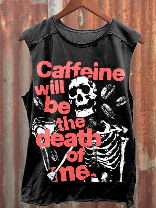 Dark Skeleton Poster Casual Cotton Tank Top