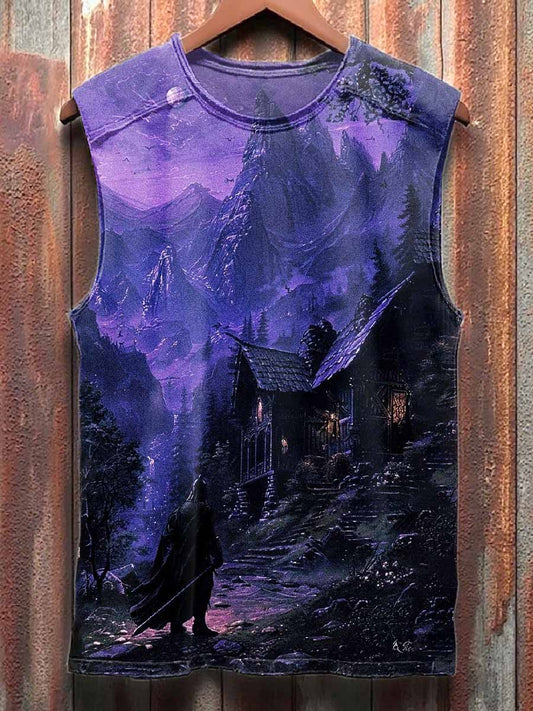 Retro Graffiti Print Casual Cotton Tank Top