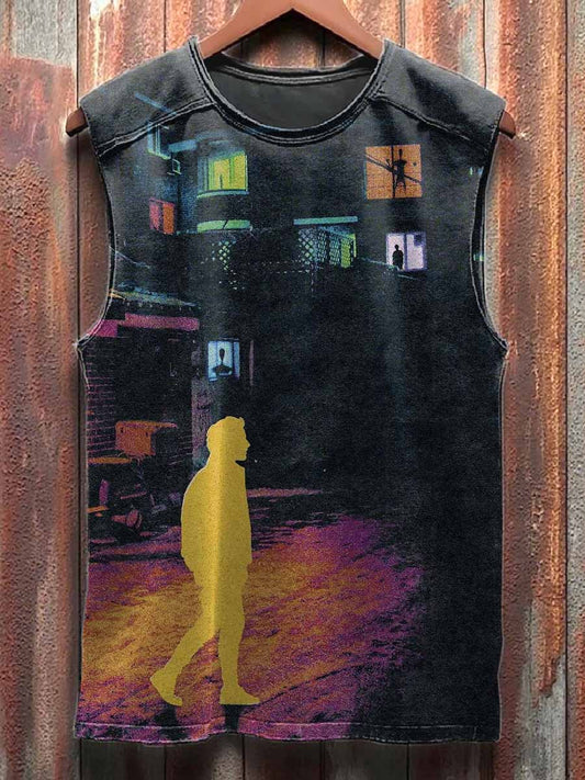 Retro Graffiti Print Casual Cotton Tank Top