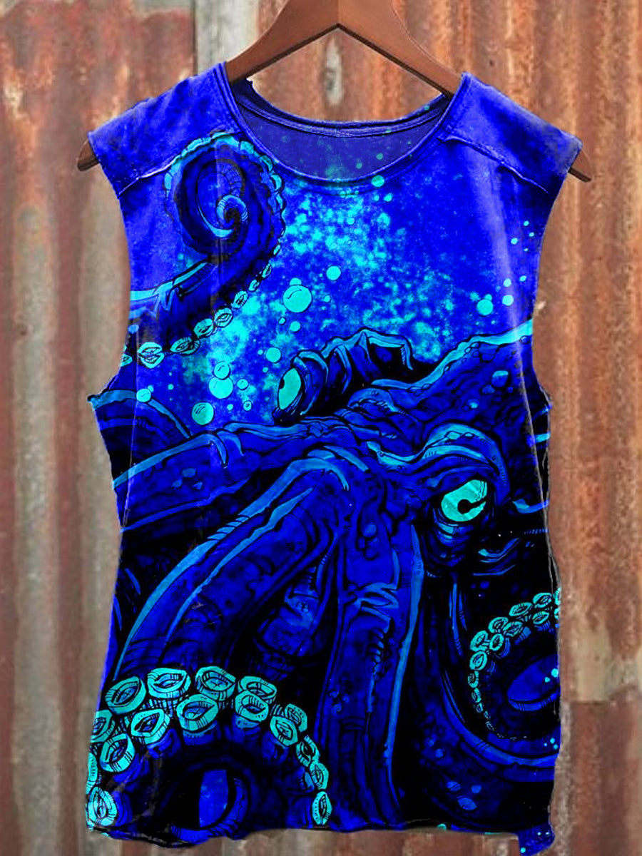Men's Casual Octopus Printed Tank Top