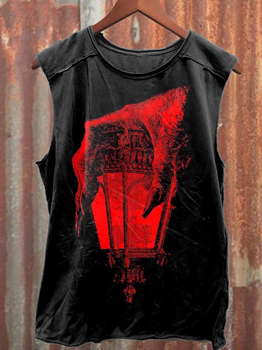 Retro Dark Graffiti Printed Casual Cotton Tank Top
