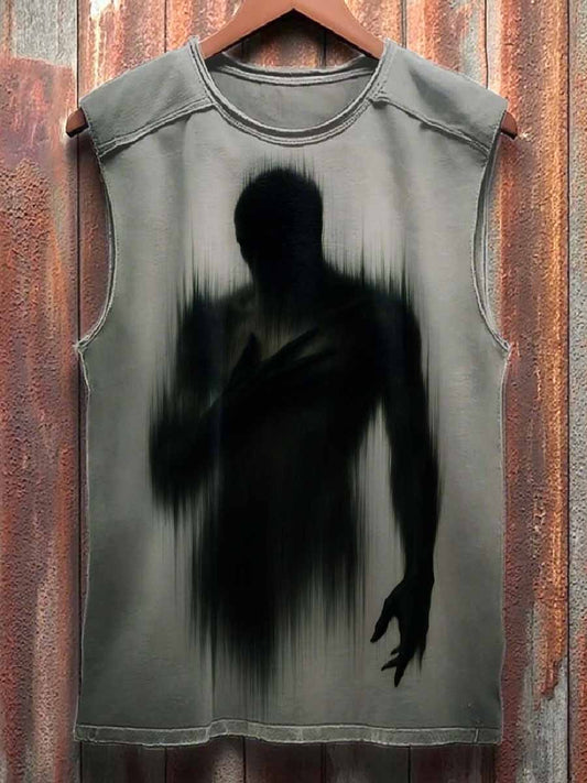 Retro Dark Graffiti Printed Casual Cotton Tank Top