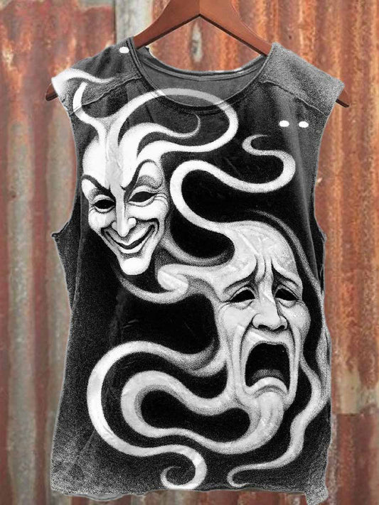 Retro Graffiti Print Casual Cotton Tank Top