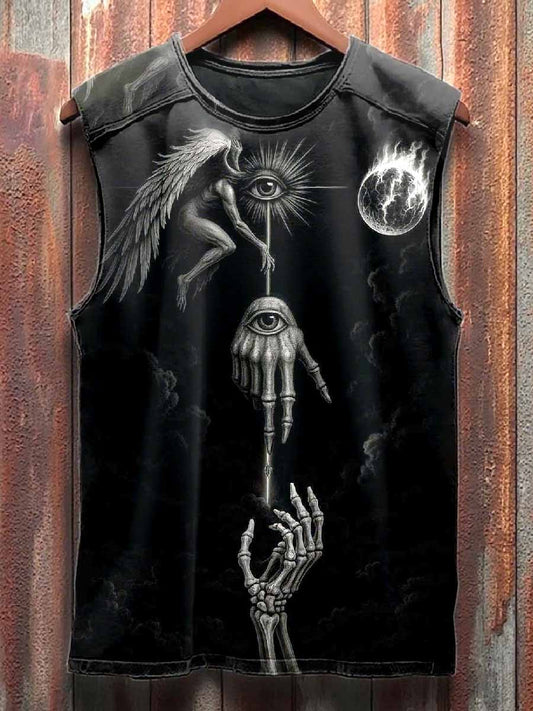 Retro Dark Graffiti Printed Casual Cotton Tank Top