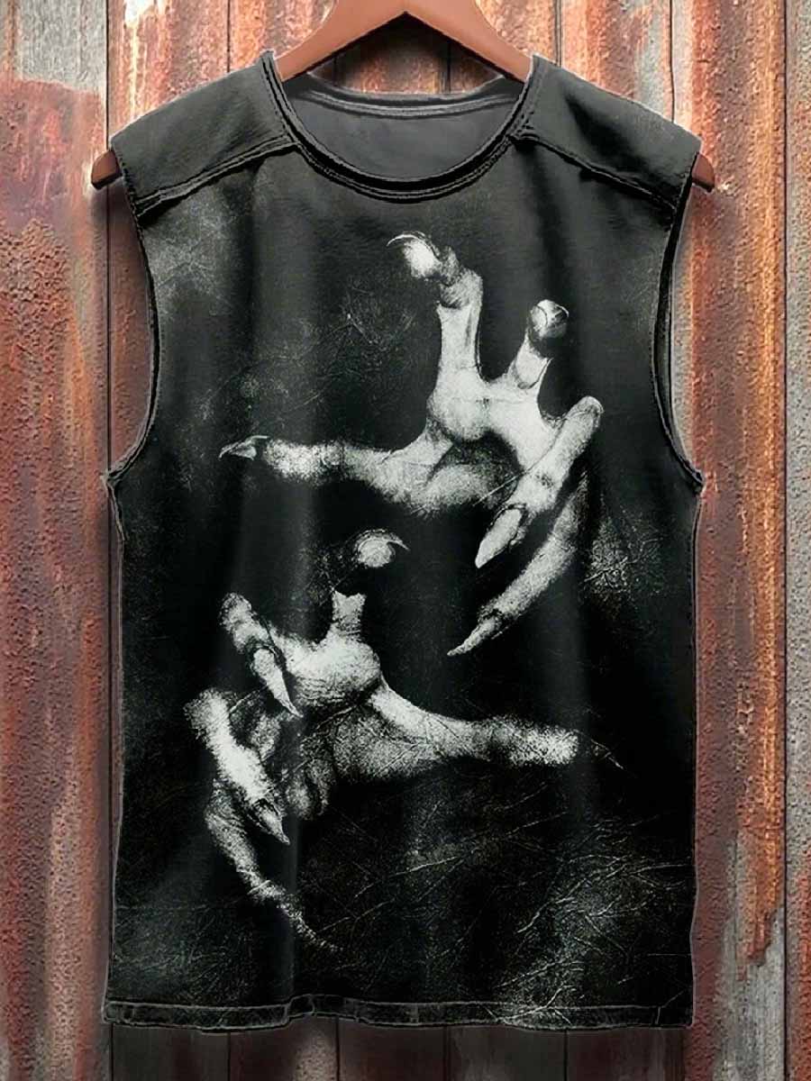 Retro Dark Graffiti Printed Casual Cotton Tank Top