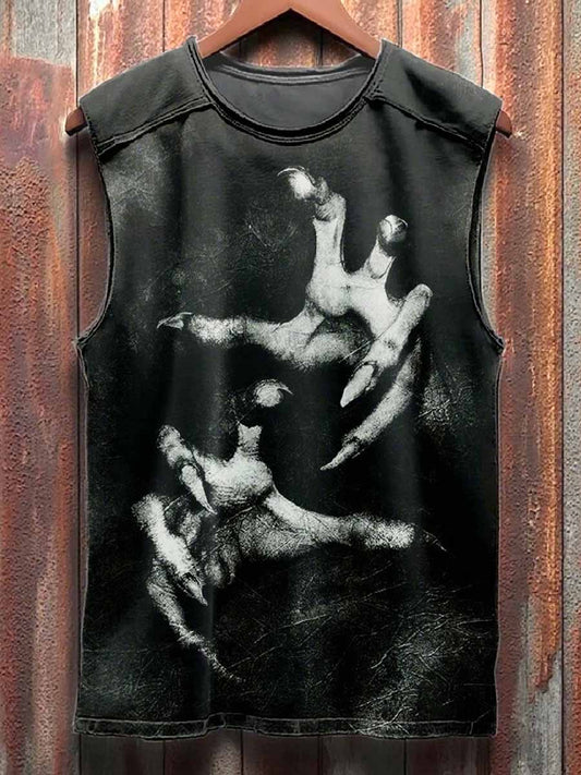 Retro Dark Graffiti Printed Casual Cotton Tank Top