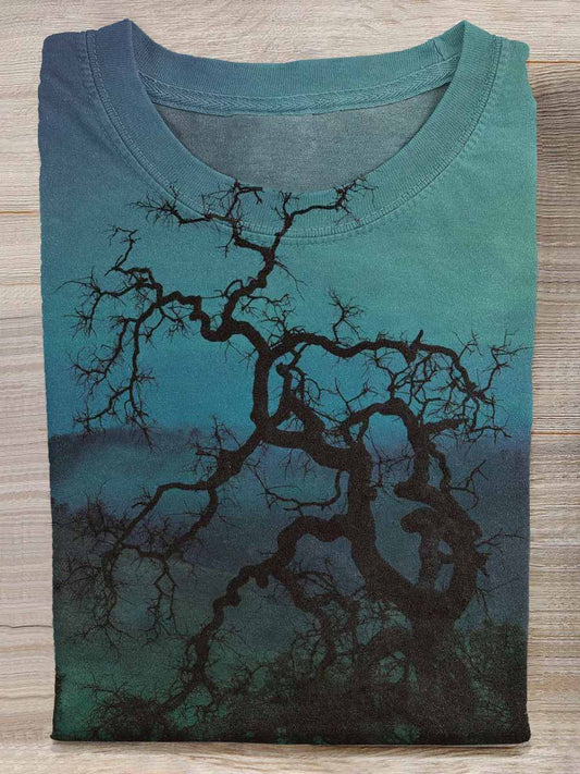 Retro Graffiti Print Casual Cotton Loose T-Shirt