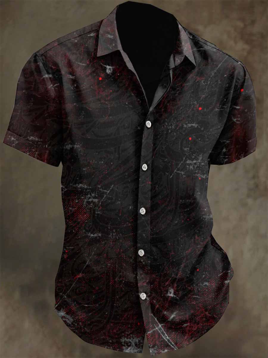 Men's Graffiti Print Casual Cotton Shirt
