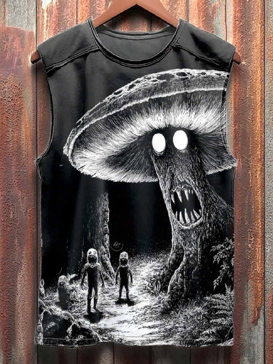 Retro Dark Graffiti Printed Casual Cotton Tank Top
