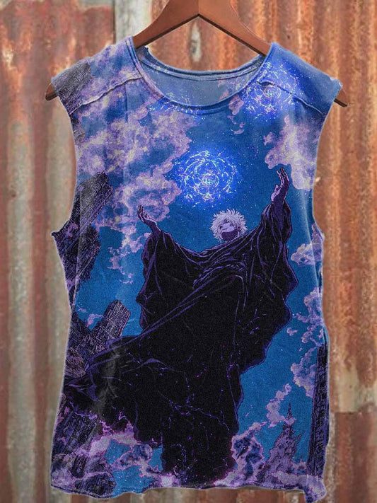 Retro Graffiti Print Casual Cotton Tank Top