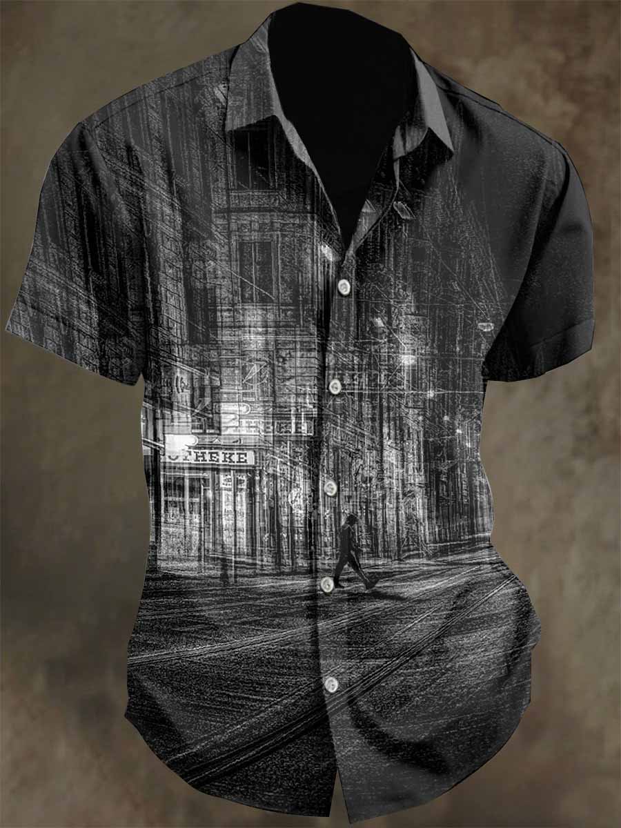 Men's Graffiti Print Casual Cotton Shirt