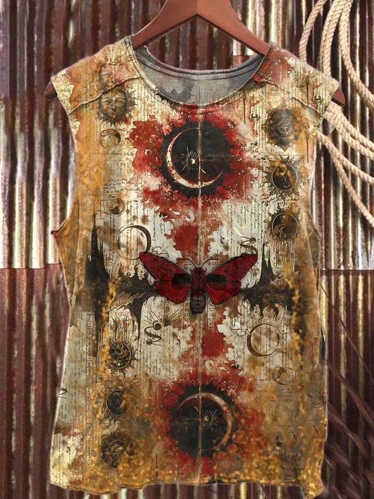 Retro Graffiti Print Casual Cotton Tank Top