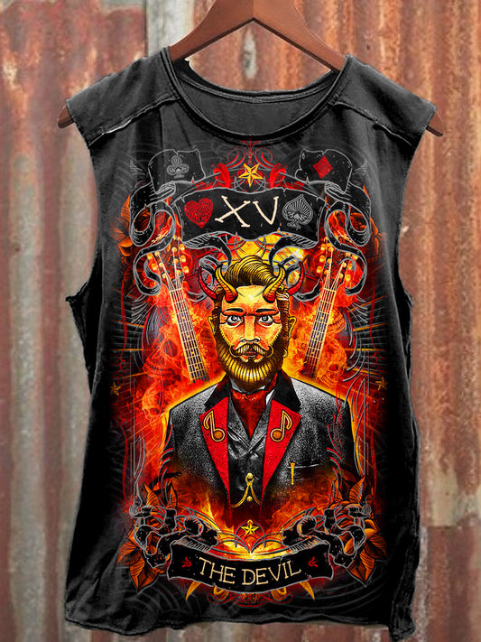 Men's Casual Devil Printed Tank Top