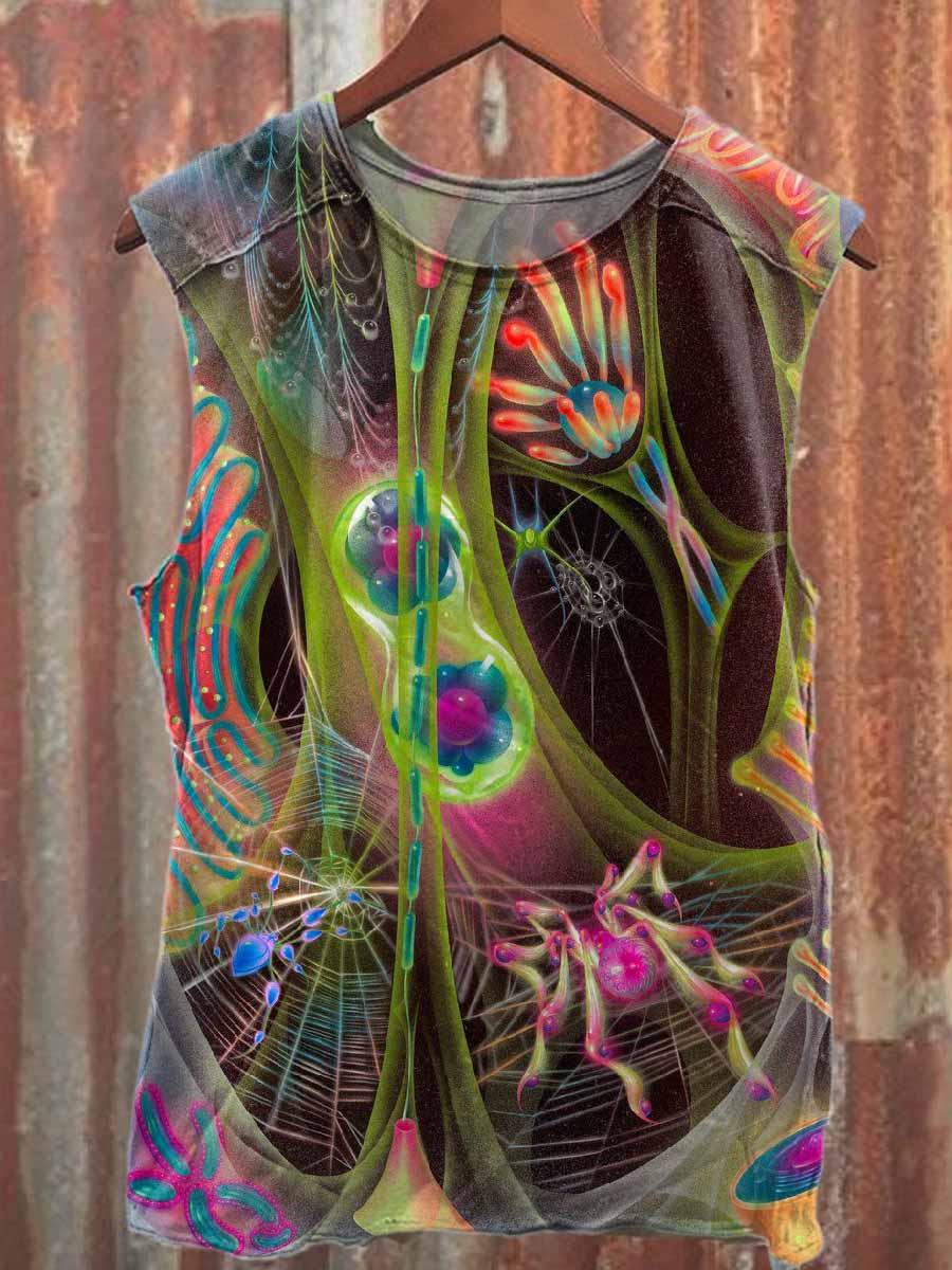 Retro Graffiti Print Casual Cotton Tank Top