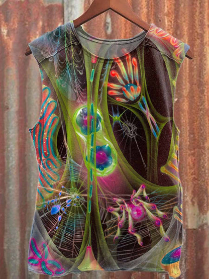 Retro Graffiti Print Casual Cotton Tank Top
