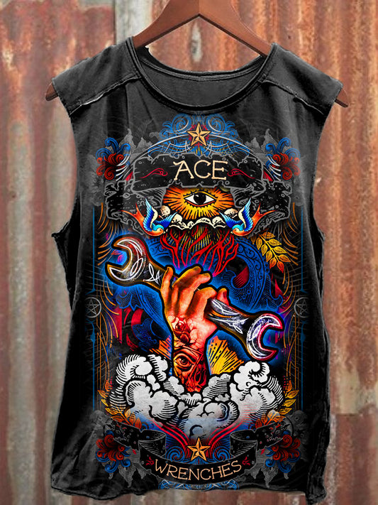 Men's Casual ACE Wrenches Printed Tank Top