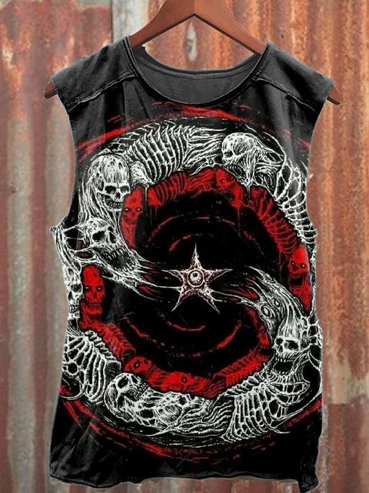 Retro Graffiti Print Casual Cotton Tank Top