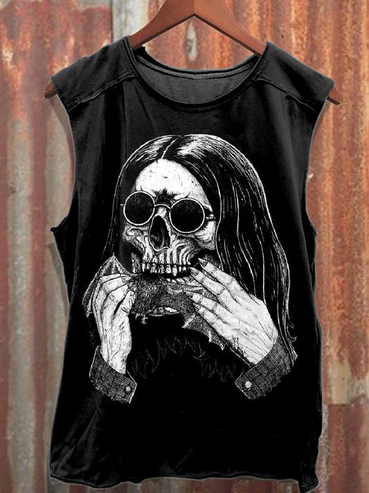 Men's Godfather Of Metal Never Dies Printed Round Neck Tank Top