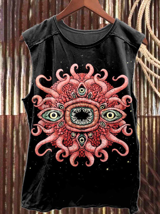 Retro Graffiti Print Casual Cotton Tank Top