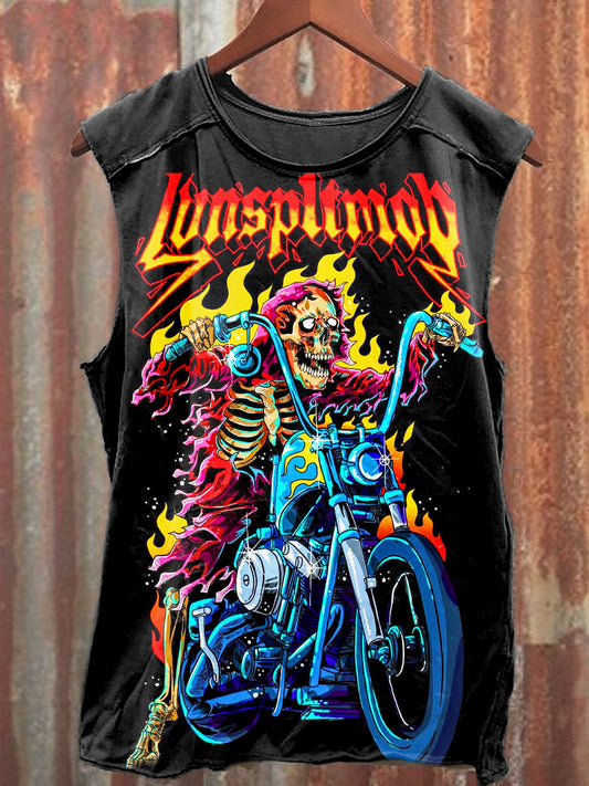 Men's Casual Skeleton Motorcycle Printed Tank Top