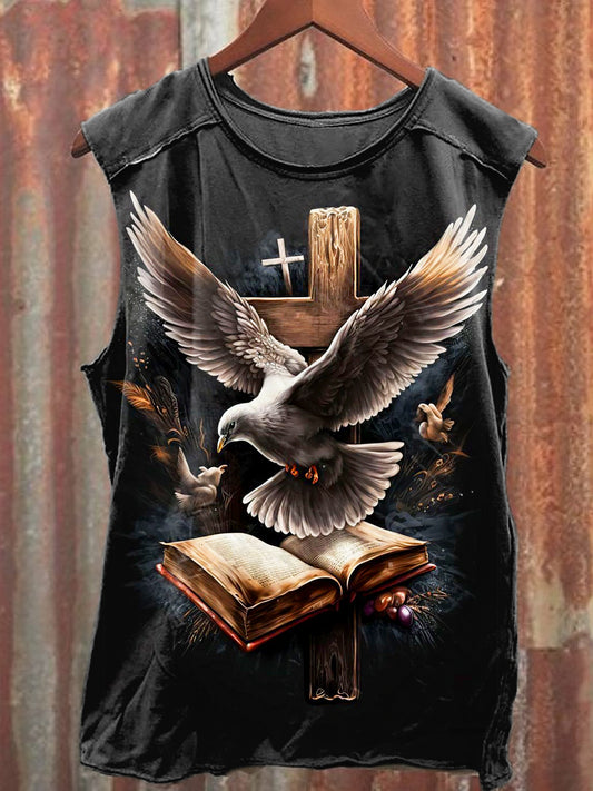 Men's Casual Cross Pigeon Printed Tank Top