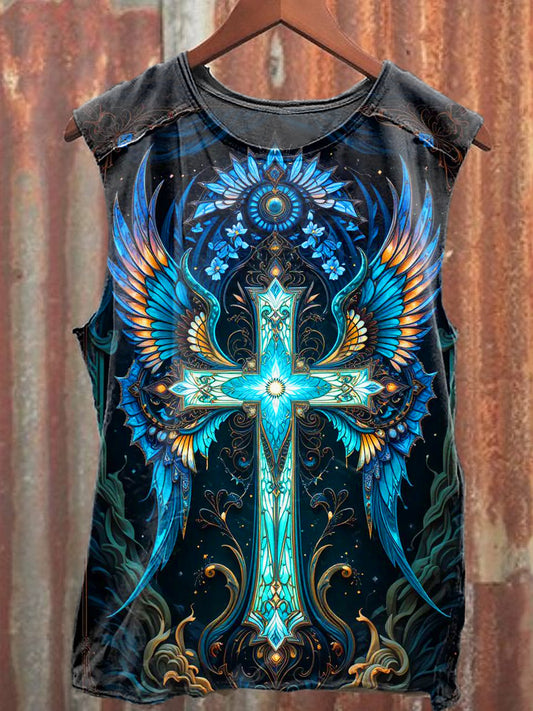 Men's Casual Cross Printed Tank Top